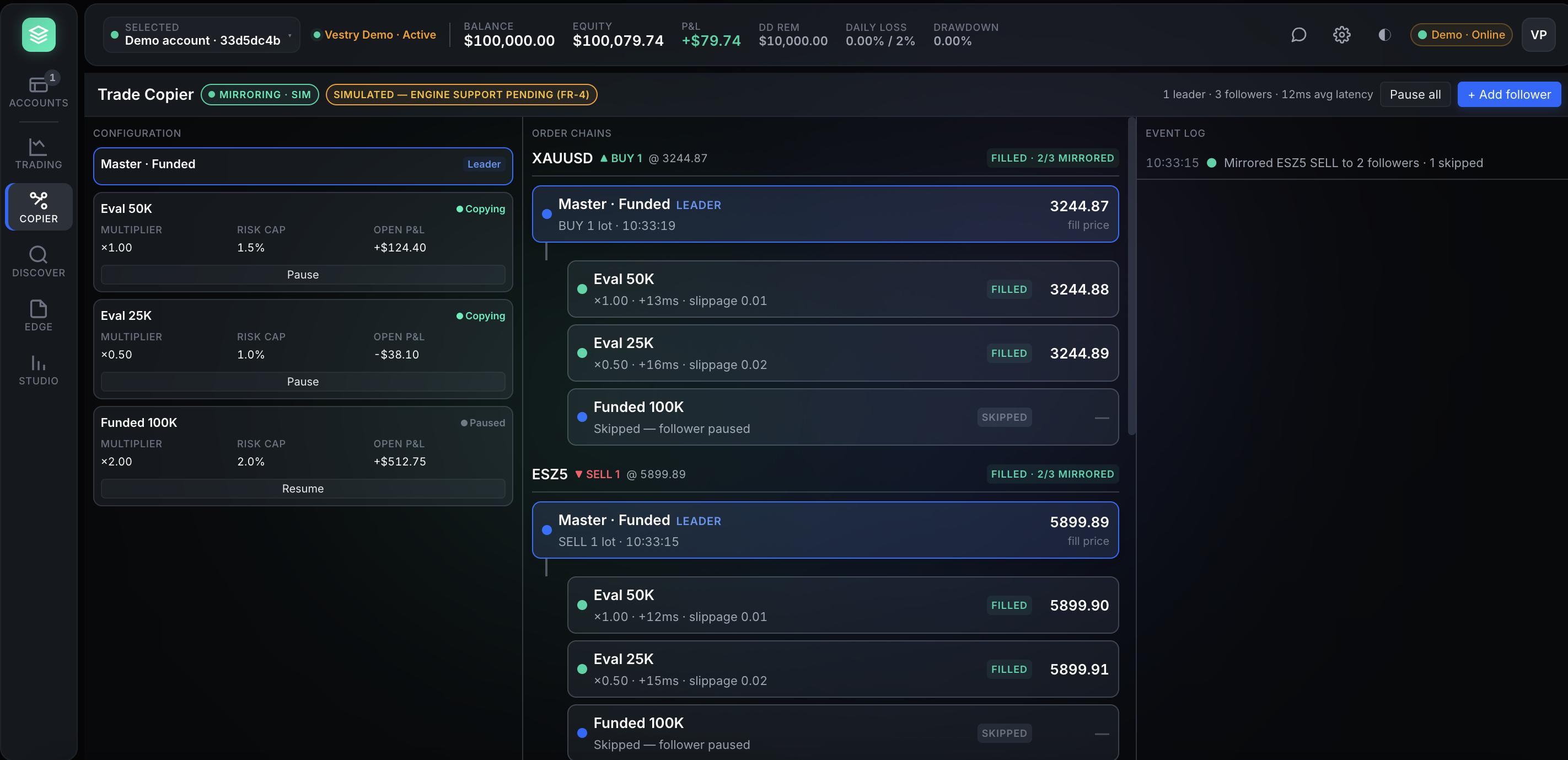Trading surface screenshot
